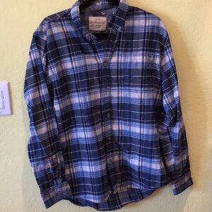 Weatherproof Vintage Blue and White Casual Button Down Shirt z1